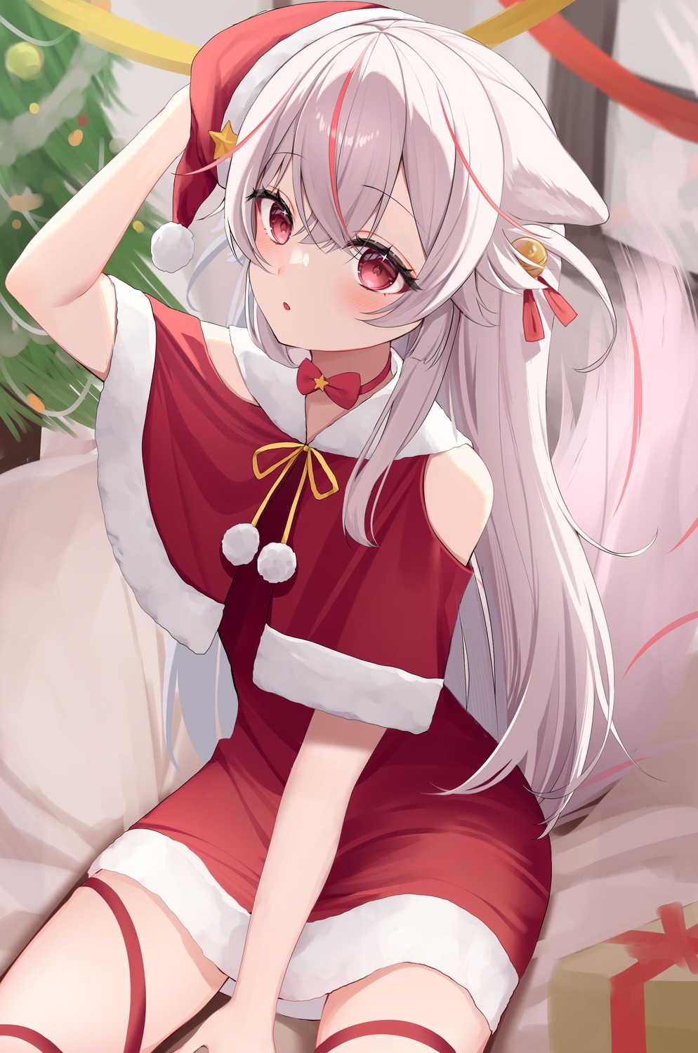 animal_ears, christmas, dress, guild_cq, iruka3, kurenagi_eri, tail