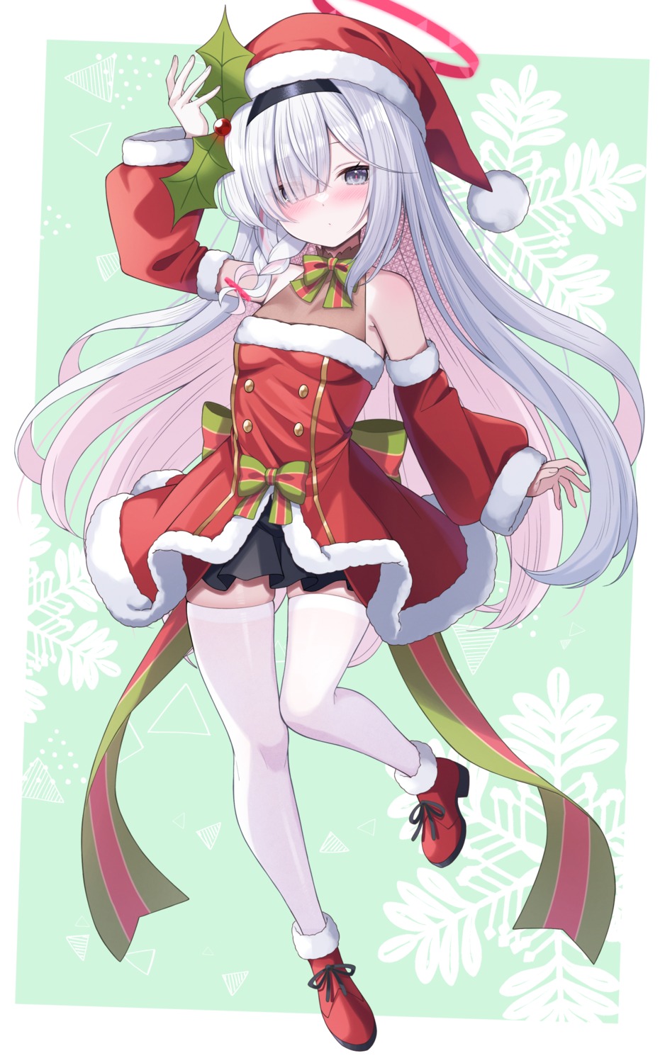 arona_(blue_archive), blue_archive, christmas, dress, fukemachi, halo, plana_(blue_archive), see_through, thighhighs