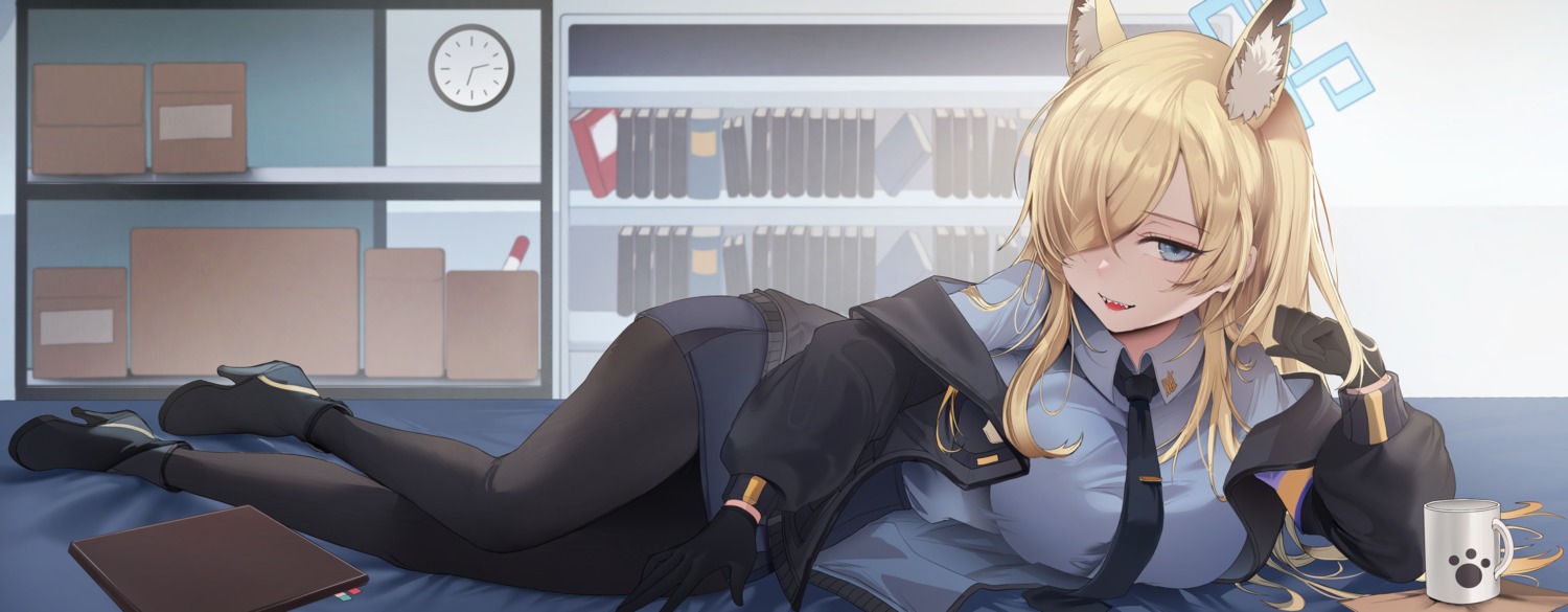 animal_ears, blue_archive, halo, heels, inumimi, ogata_kanna_(blue_archive), pantyhose, police_uniform, zerocat