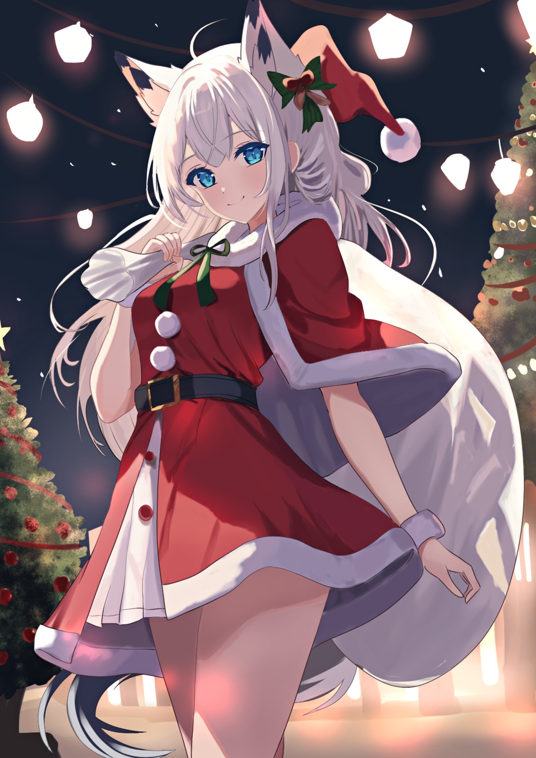 animal_ears, azur_lane, christmas, dress, kawakaze_(azur_lane), natsuki_(natsu_1936), tail
