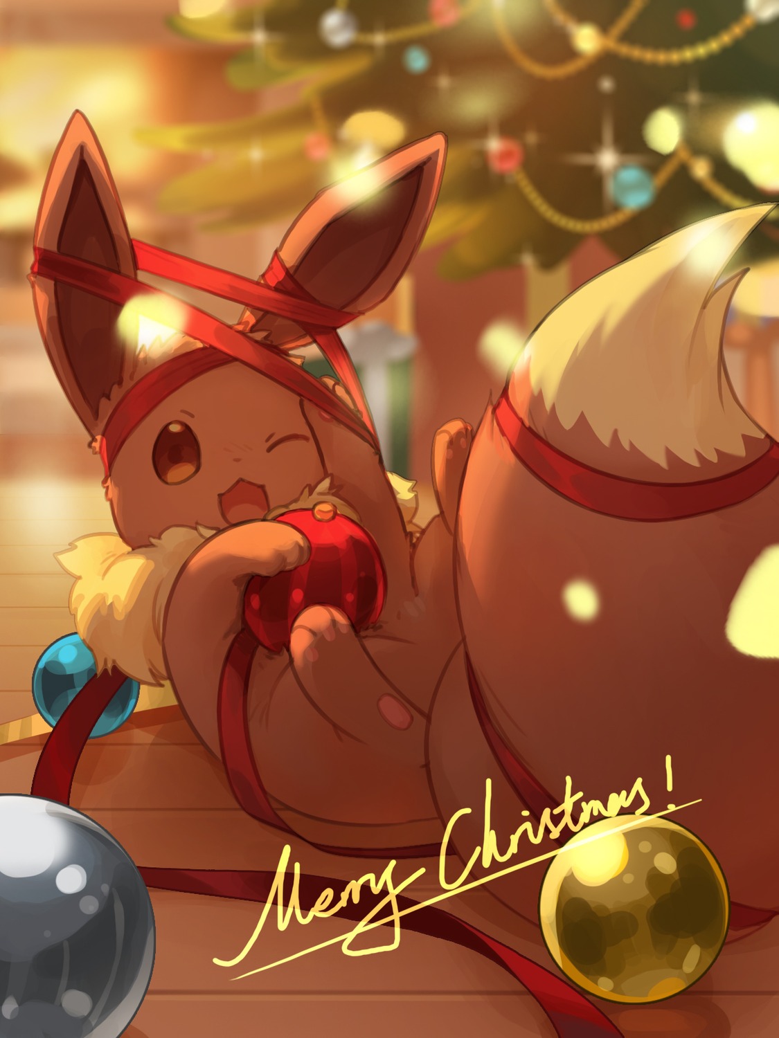 christmas, eevee, pokemon, shine_cheese