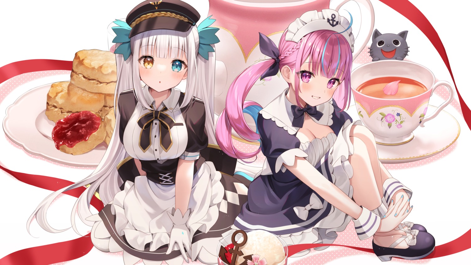 crossover, heterochromia, hololive, kagura_mea, kagura_mea_channel, maid, minato_aqua, momoshiki_tsubaki