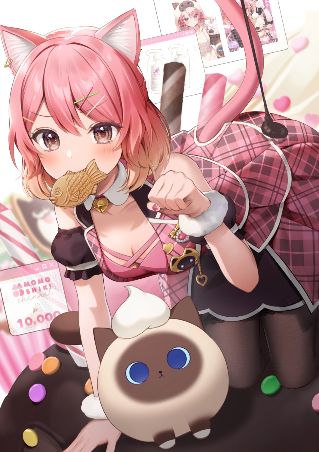 animal_ears, cream, indie_virtual_youtuber, momoshiki_(vtuber), momoshiki_tsubaki, nekomimi, tail