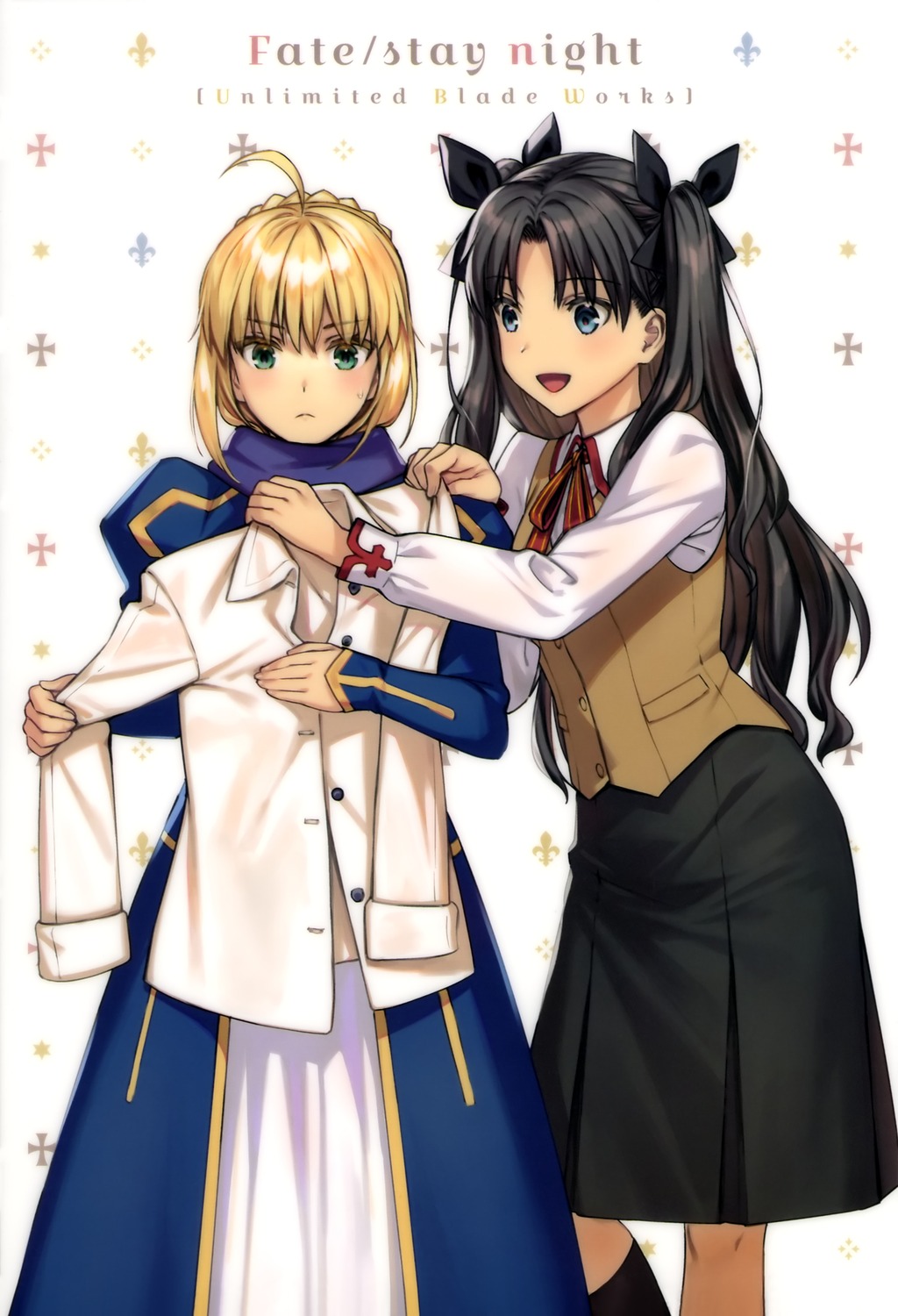 artoria_pendragon_(fate), dress, fate/stay_night, moriyama_daisuke, see_through, seifuku, toosaka_rin