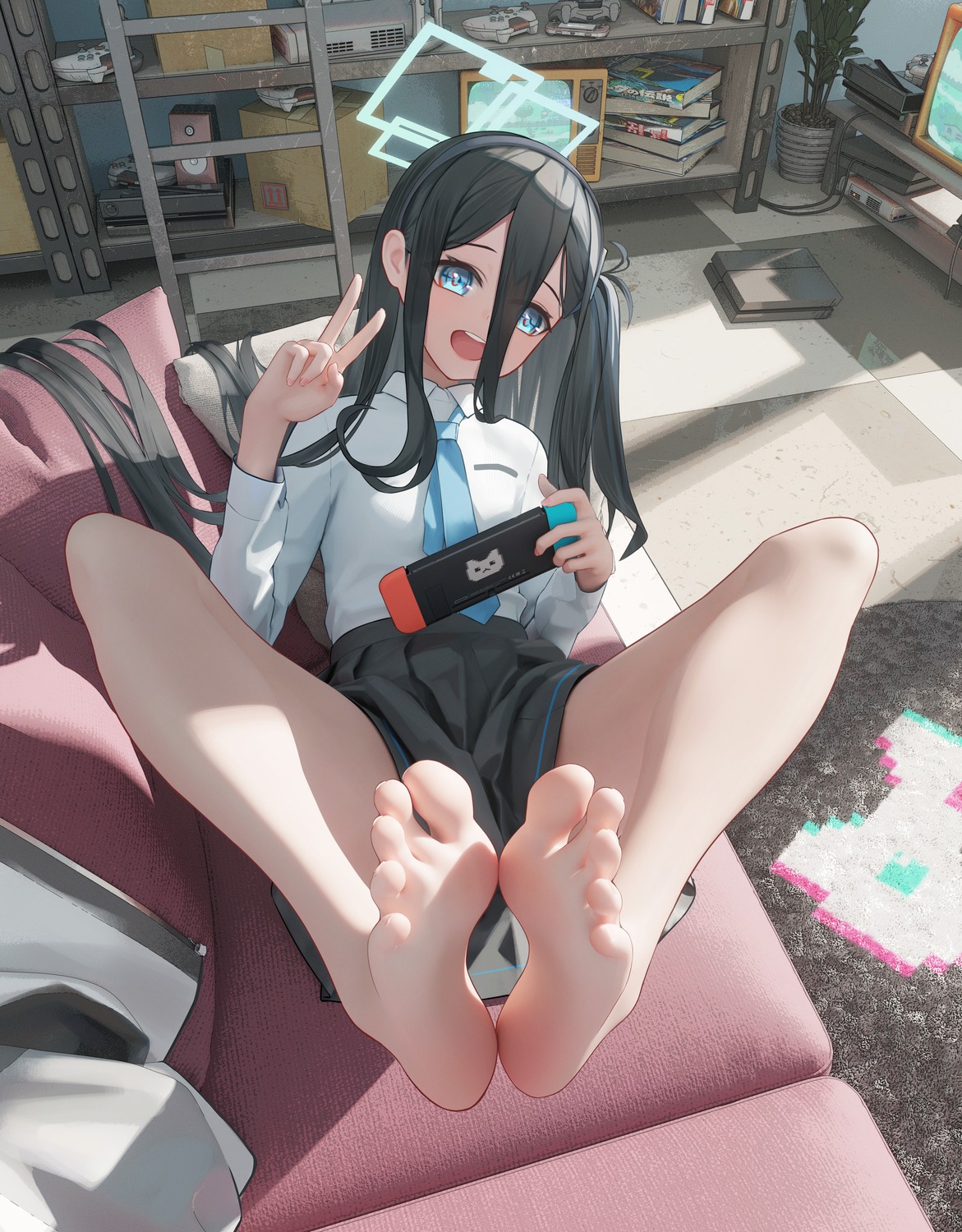blue_archive, feet, halo, mr_ito, seifuku, tendou_aris
