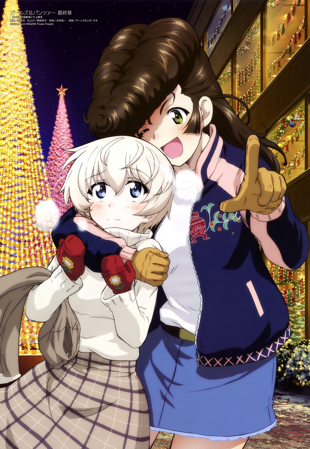 christmas, girls_und_panzer, sugimoto_isao, sweater, youko_(girls_und_panzer), yuri, yuri_(girls_und_panzer)