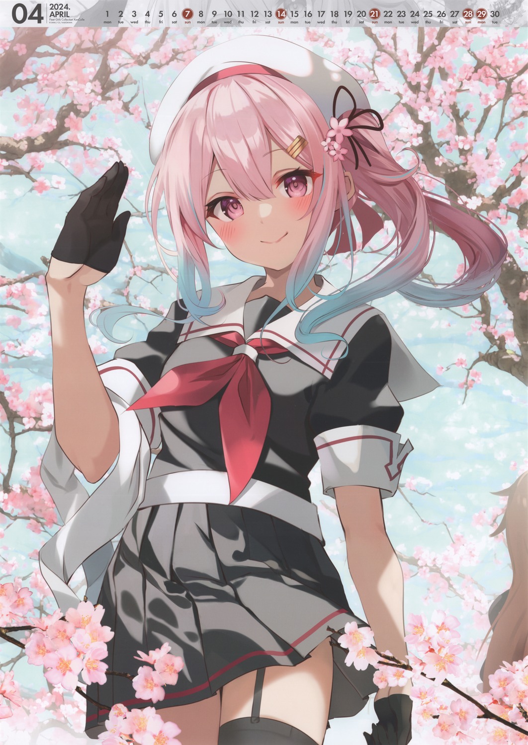 calendar, harusame_(kancolle), kantai_collection, kujou_ichiso, seifuku, stockings, thighhighs