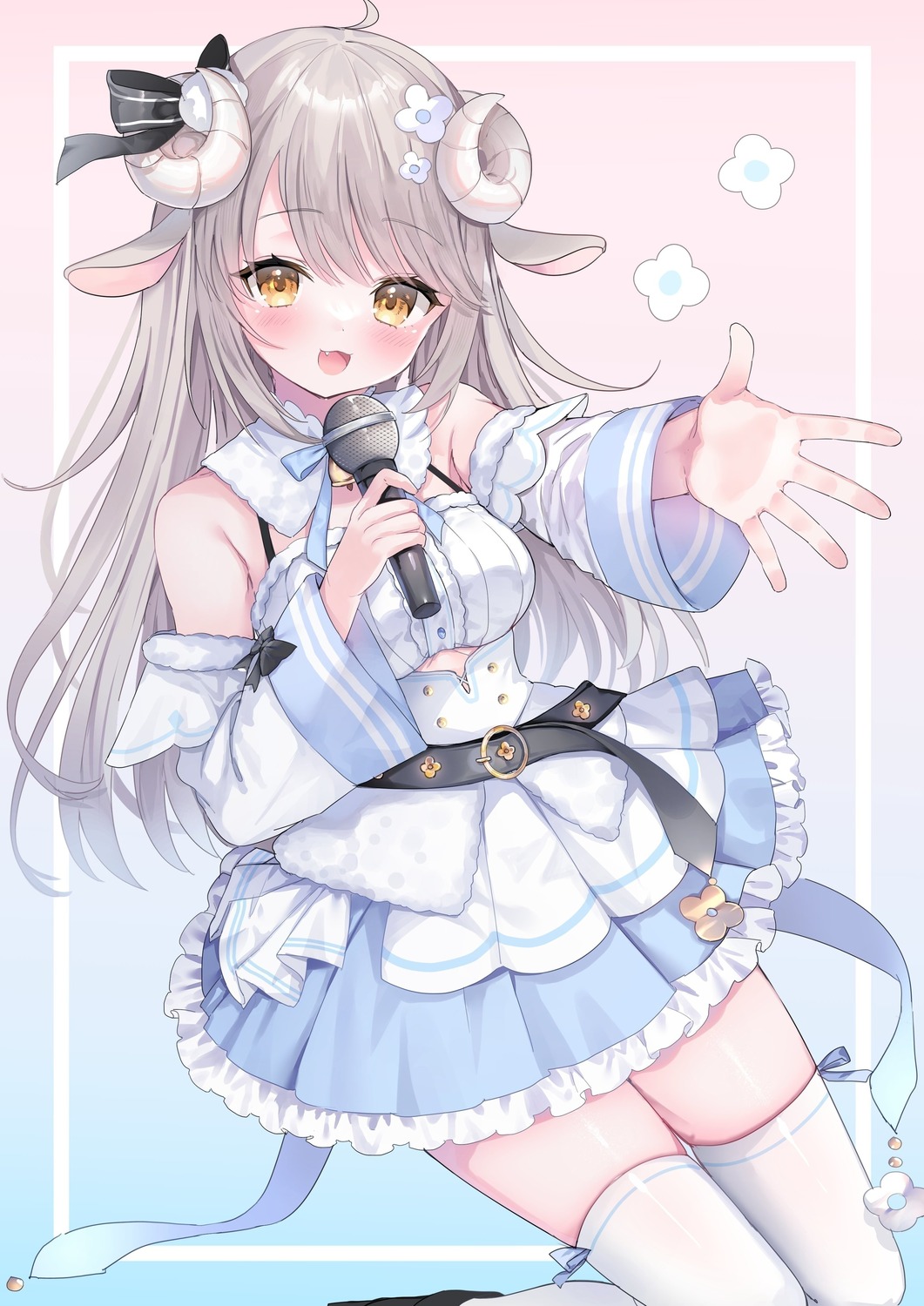 animal_ears, detexted, hibiya_tsubasa, horns, indie_virtual_youtuber, kabashima_hana, thighhighs