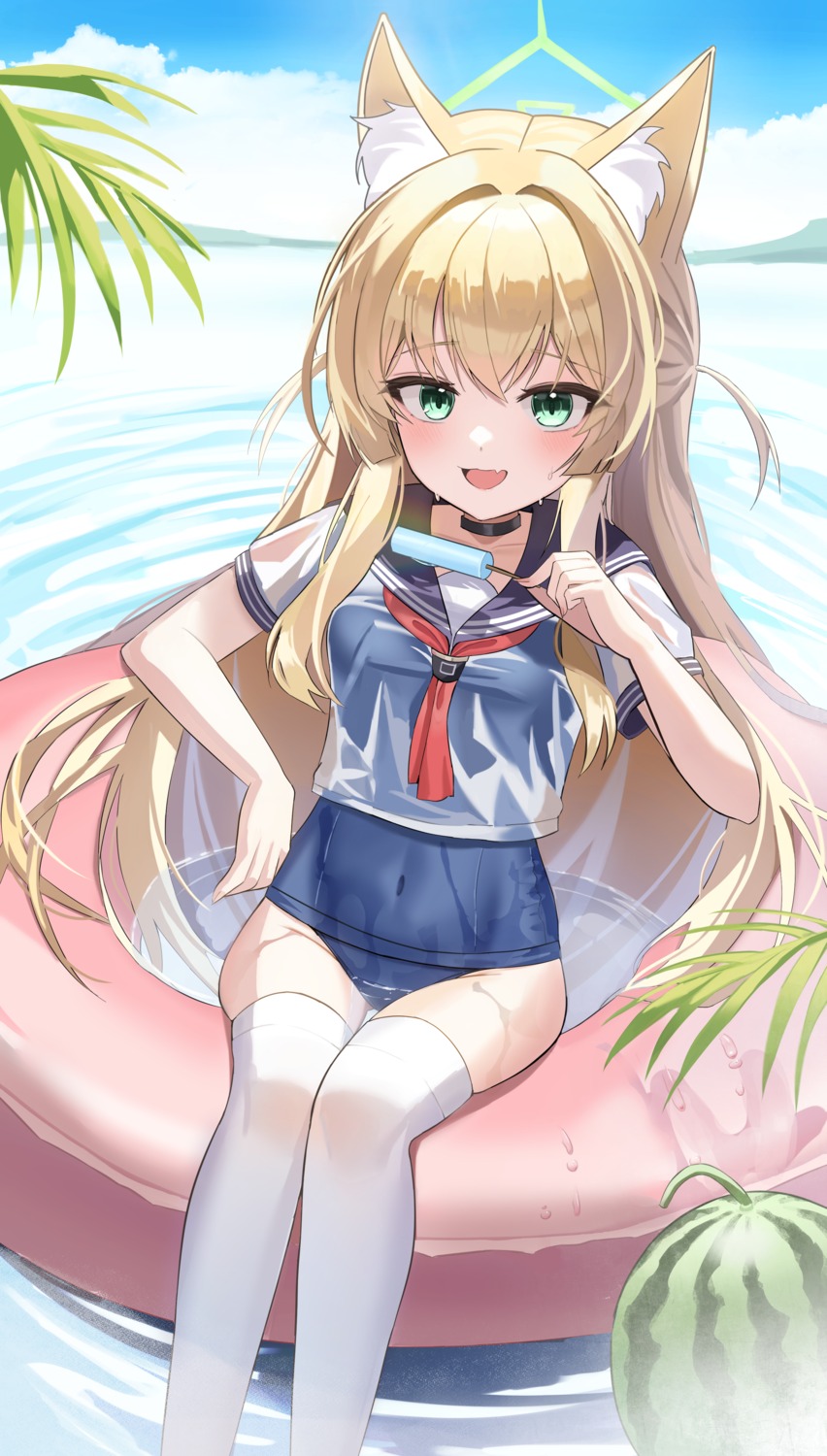 animal_ears, blue_archive, halo, iv_(iv70311741), kitsune, school_swimsuit, see_through, seifuku
