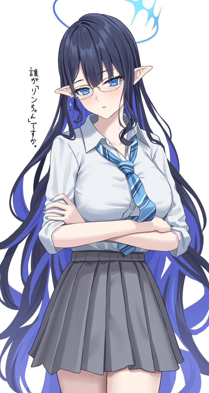 blue_archive, halo, megane, nanagami_rin, pointy_ears, seifuku, simoumi_217