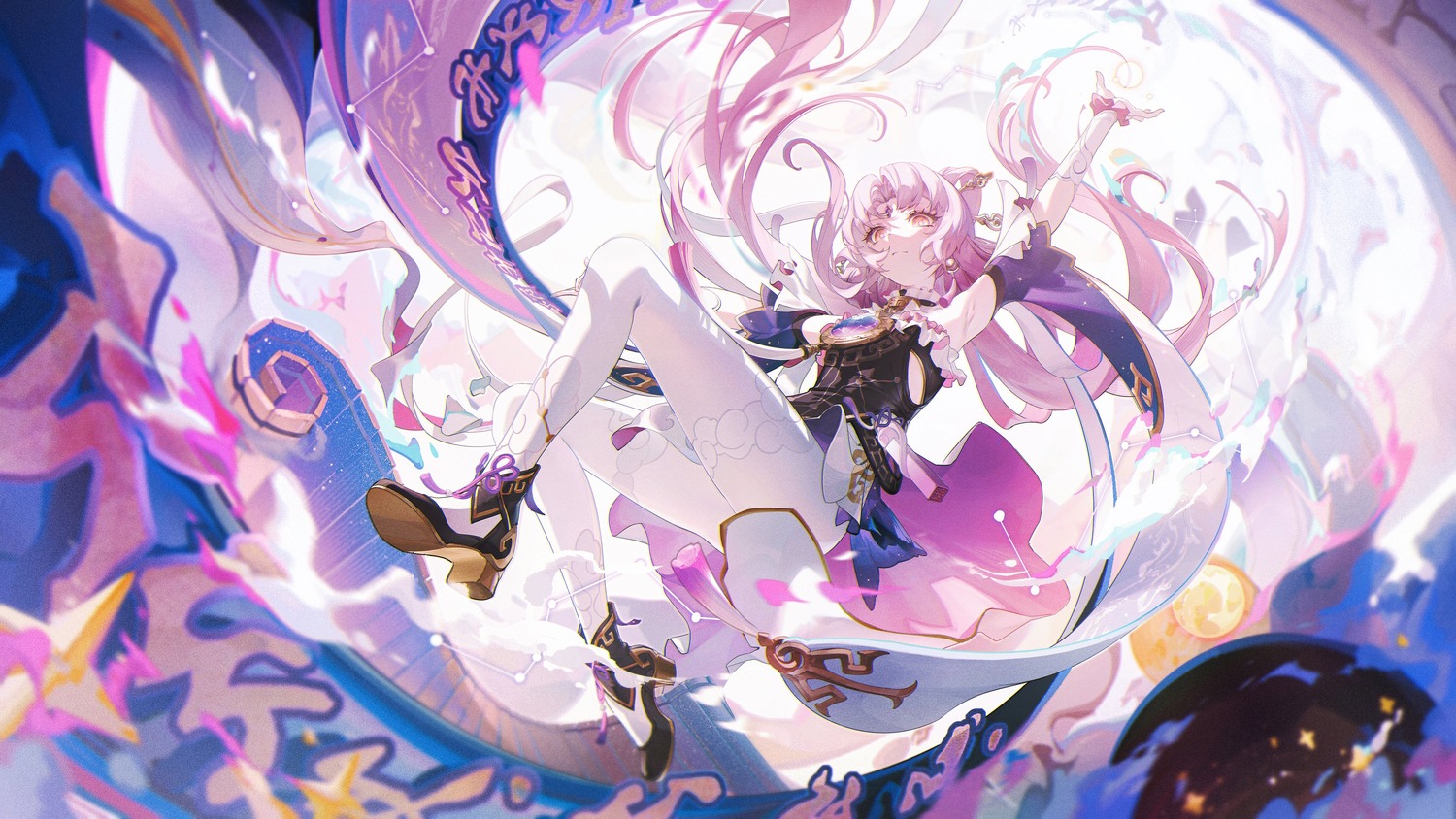 asian_clothes, fu_xuan, heels, honkai:_star_rail, pantyhose, skirt_lift, wallpaper, ying_yi