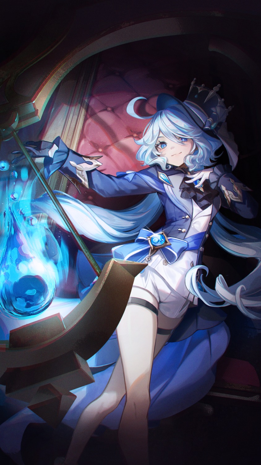furina, garter, genshin_impact, heterochromia, kyusoukyu