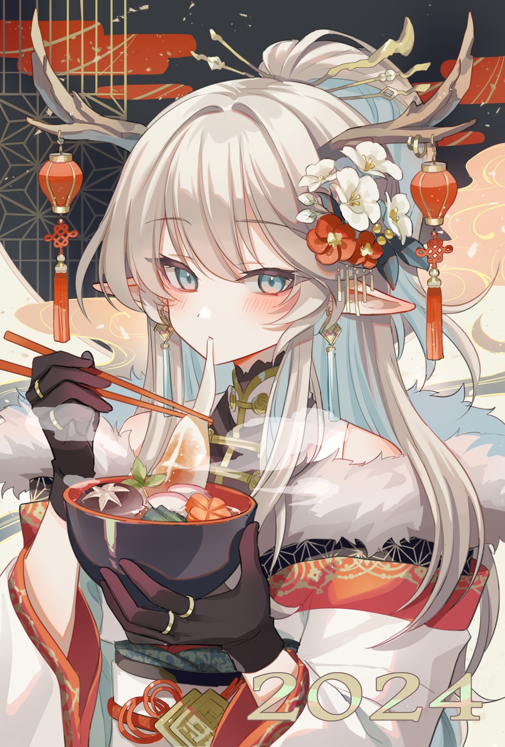 horns, japanese_clothes, pointy_ears, zoff_(daria)