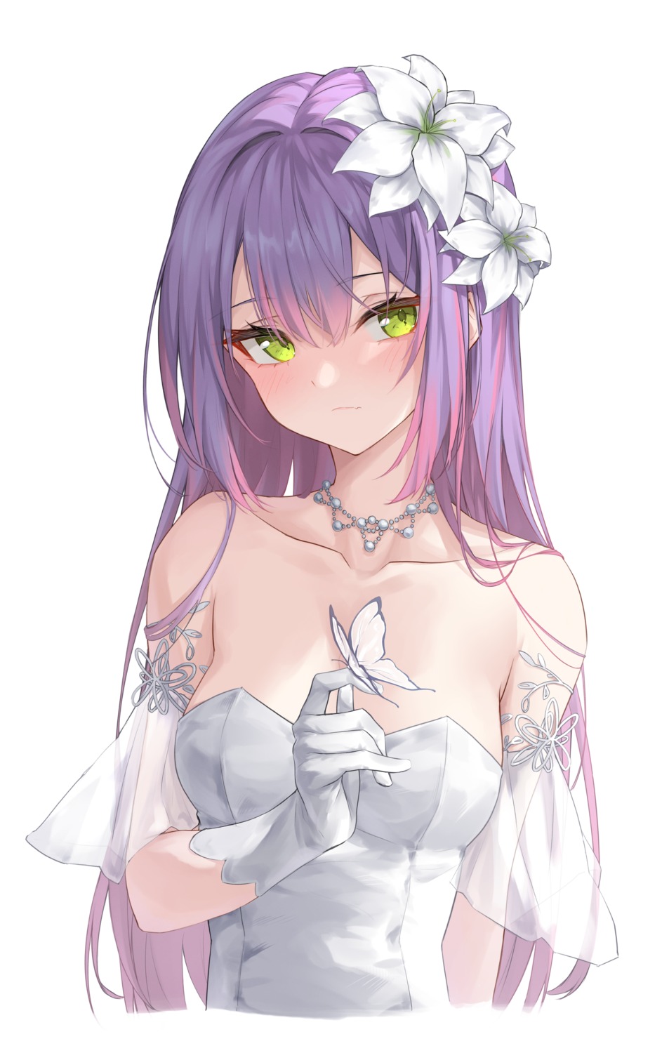 dress, gin9684, hololive, no_bra, see_through, tokoyami_towa, wedding_dress