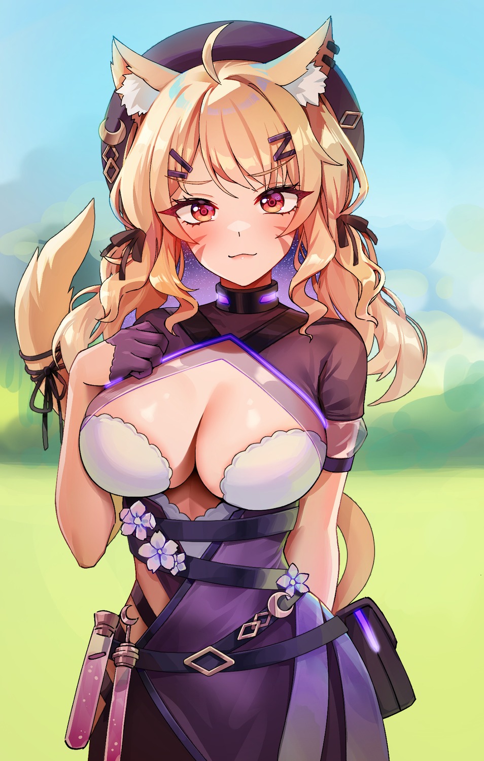 animal_ears, foxyreine, nekomimi, no_bra, see_through, shyrei_faolan, tail, vyugen