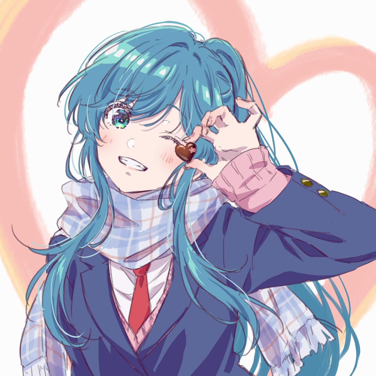 jaku-chara_tomozaki-kun, nanami_minami, seifuku, sketch, sweater, valentine, yano_akane