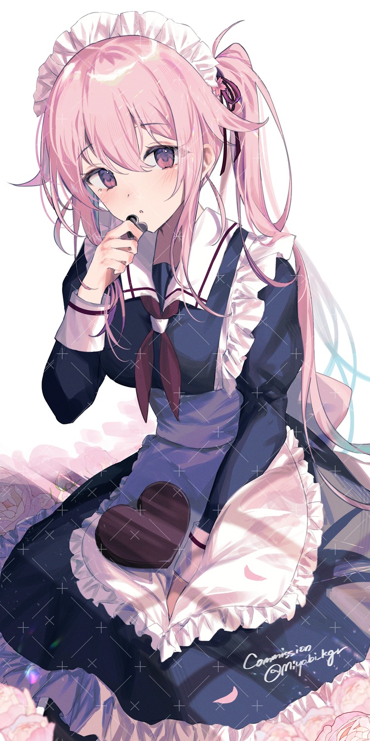 harusame_(kancolle), kagurazaka_miyabi, kantai_collection, maid, valentine, watermark