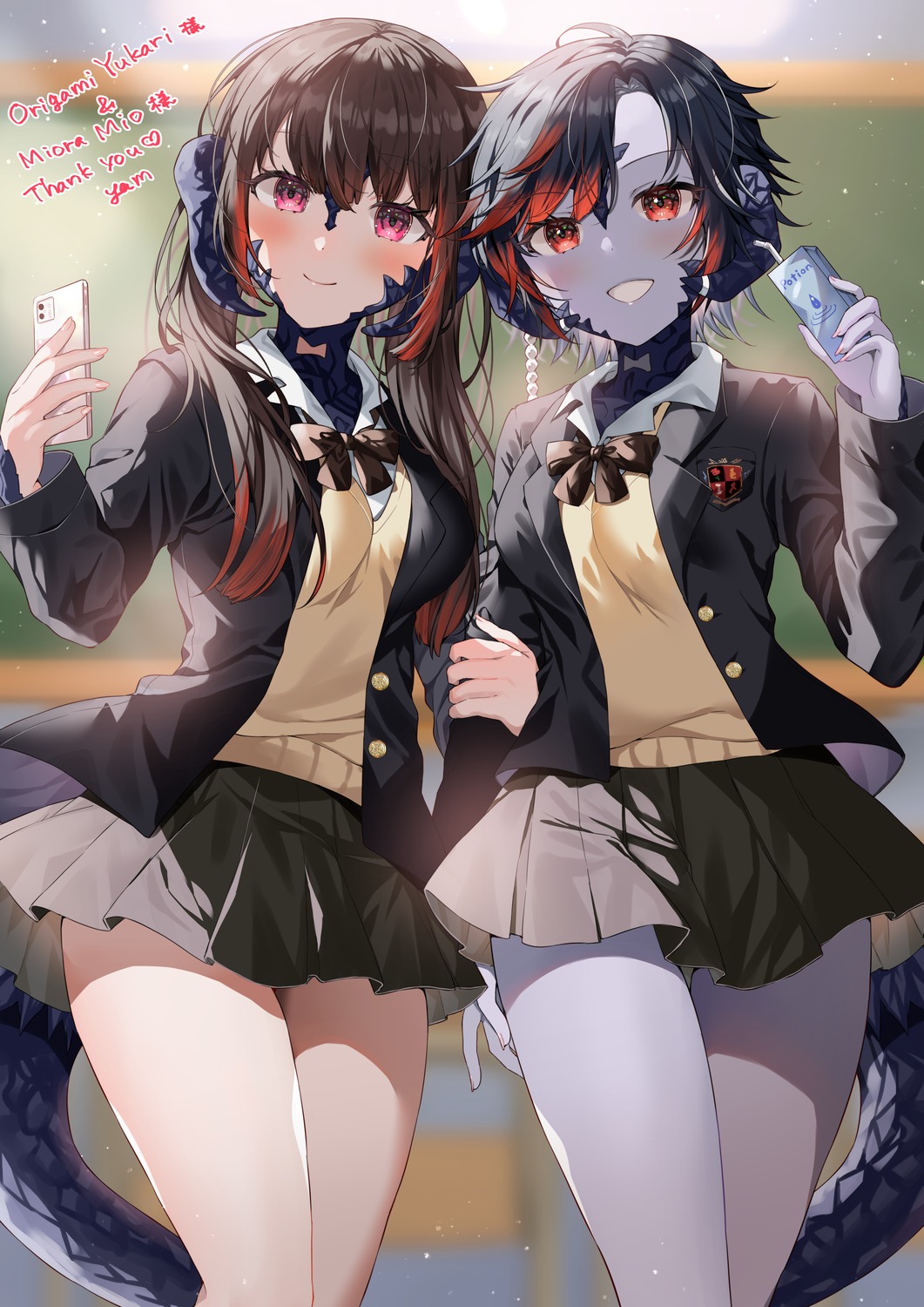 au_ra, final_fantasy, final_fantasy_xiv, horns, seifuku, sweater, tail, yam_(yamap_mako)