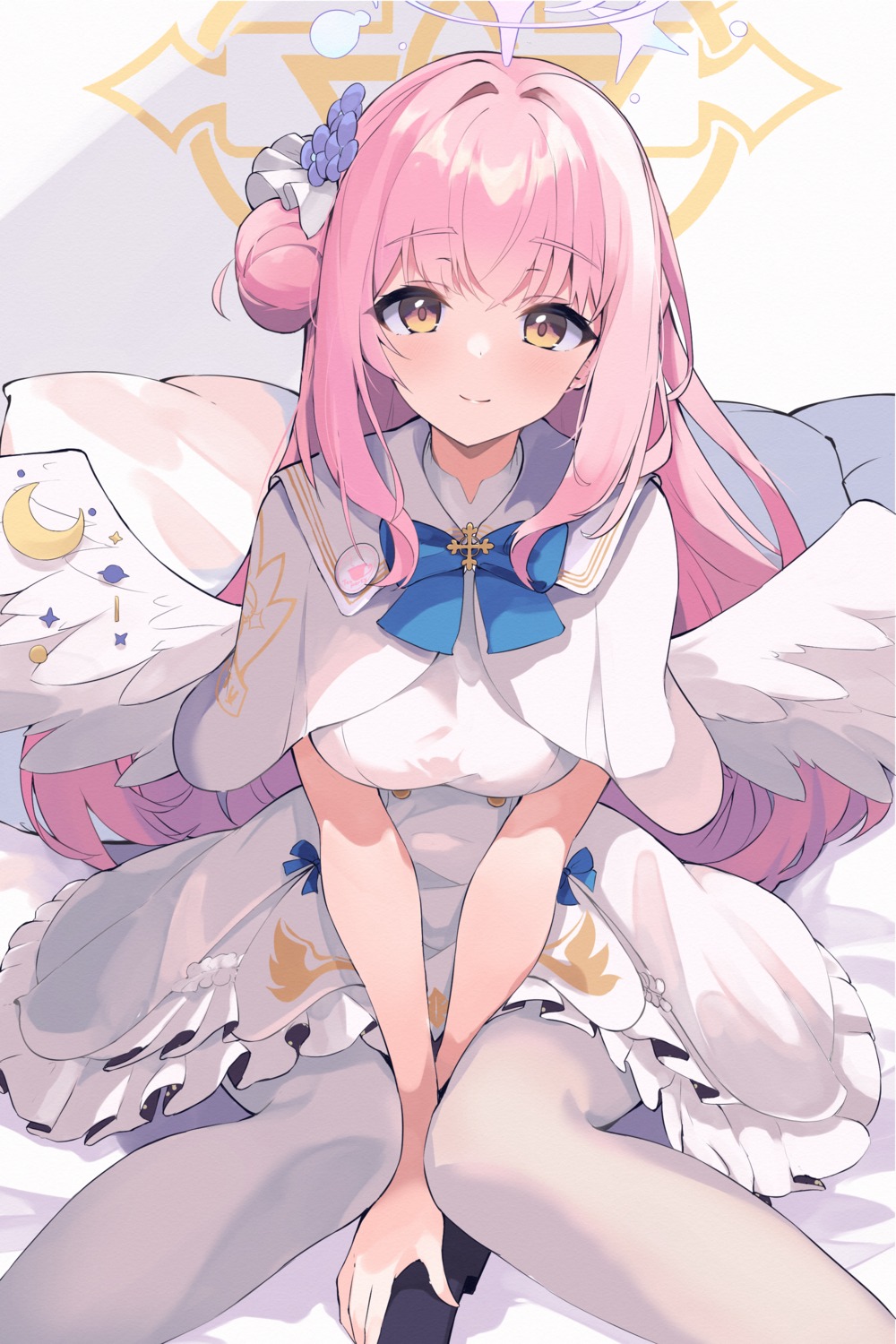 angel, blue_archive, dress, misono_mika, mushpz, pantyhose, wings