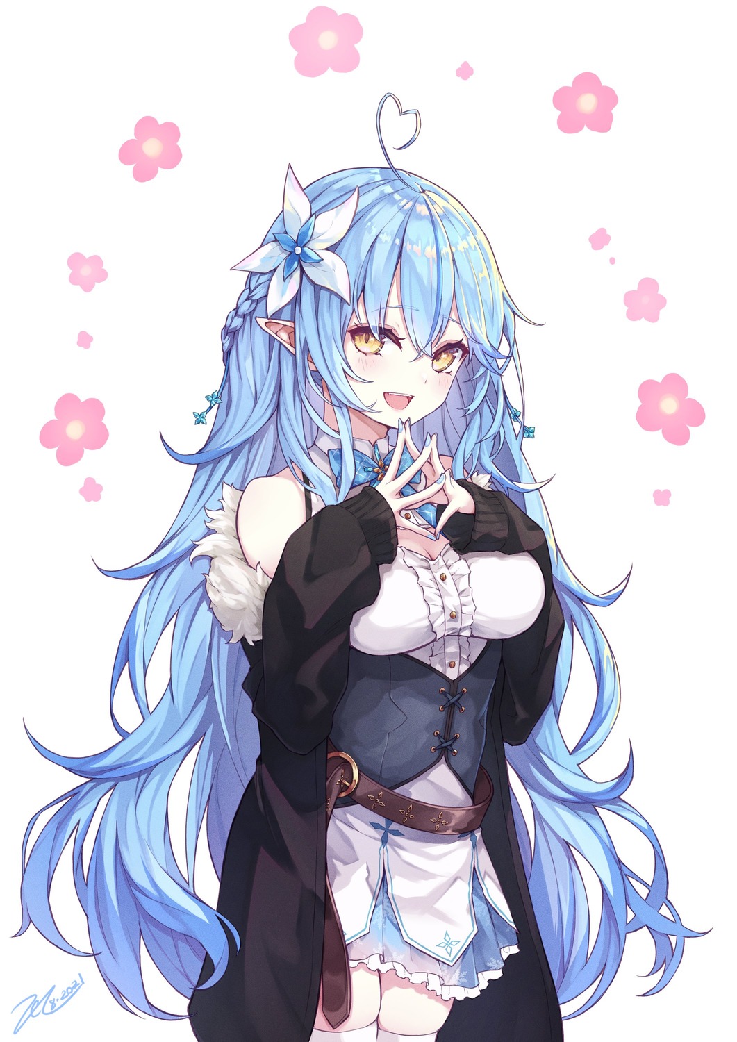 elf, hololive, pointy_ears, scarlet_zel, thighhighs, yukihana_lamy