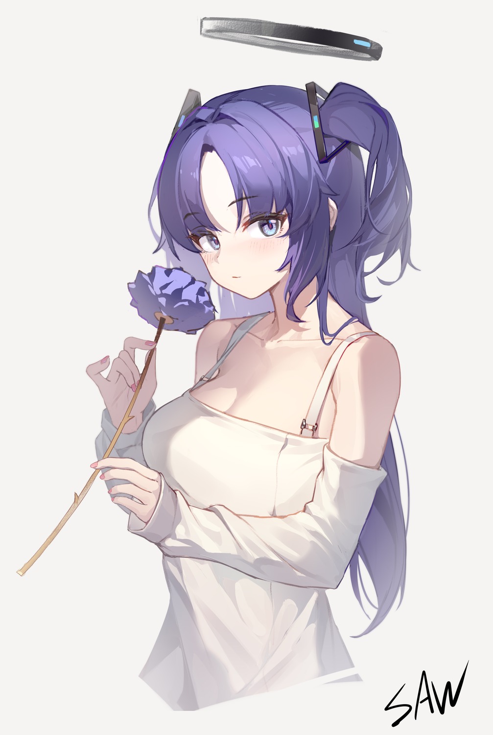 blue_archive, cleavage, dress, halo, hayase_yuuka, saw272