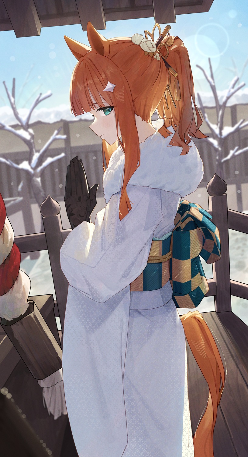 animal_ears, kimono, ningen_gokko, silence_suzuka_(umamusume), tail, uma_musume_pretty_derby