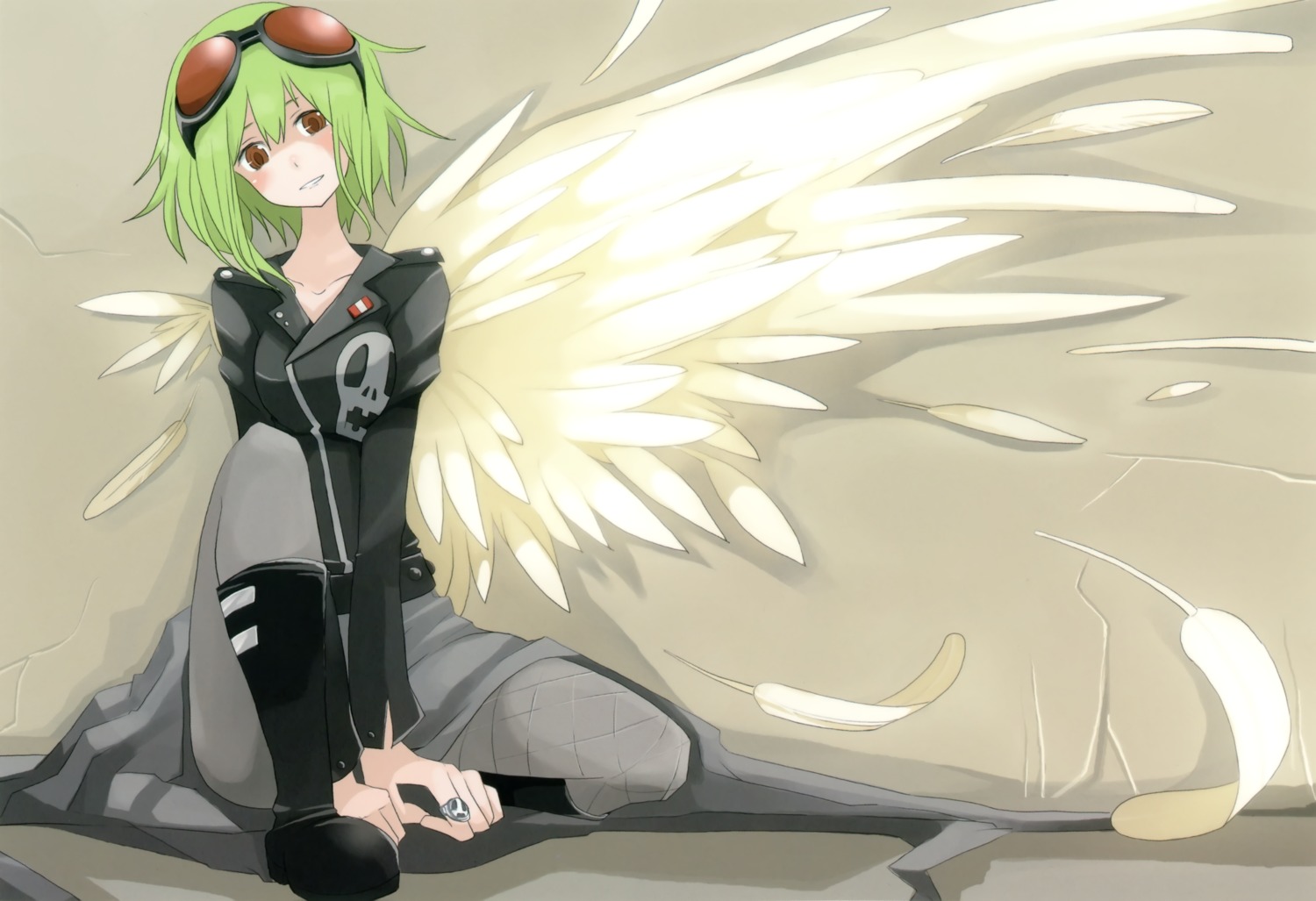 chroma_of_wall, gumi, pantyhose, tansuke, vocaloid, wings