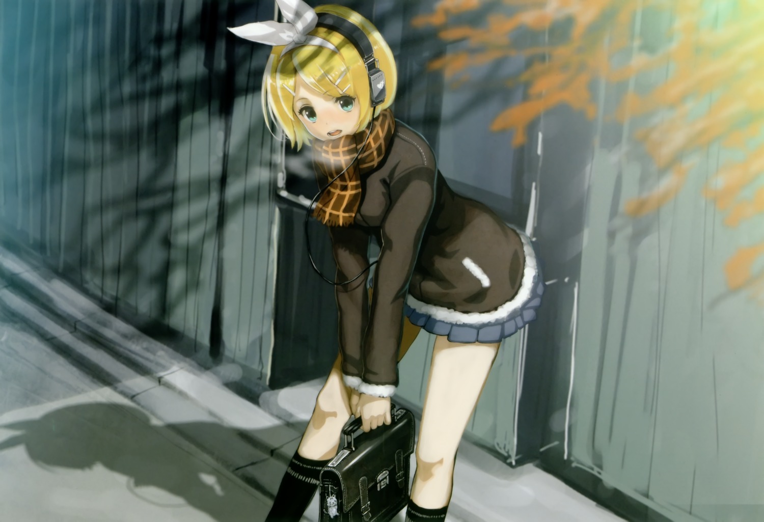 chroma_of_wall, headphones, kagamine_rin, saitom, vocaloid
