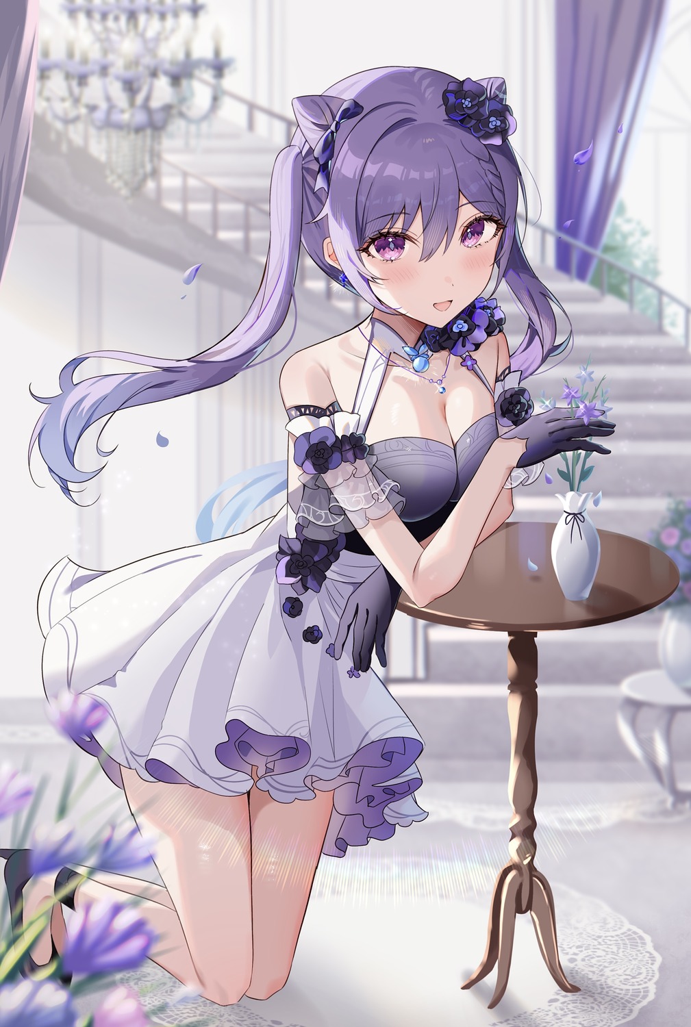dress, genshin_impact, heels, keqing, rim_(ririm711)