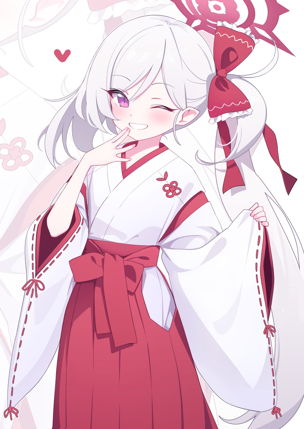 asagi_mutsuki, blue_archive, deadnooodles, halo, miko, pointy_ears