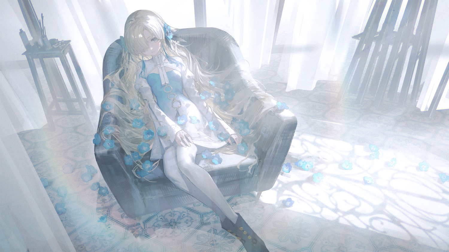dress, isekai_joucho, kamitsubaki_studio, pantyhose, reoen