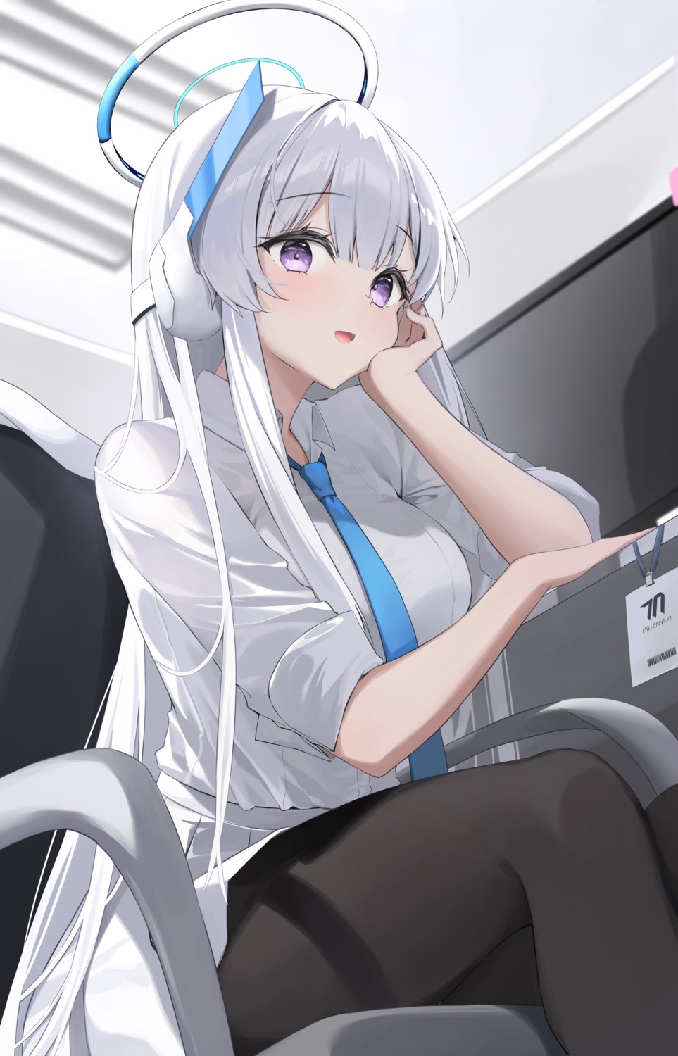 blue_archive, halo, kuro_(rudyan0128), pantyhose, seifuku, ushio_noa