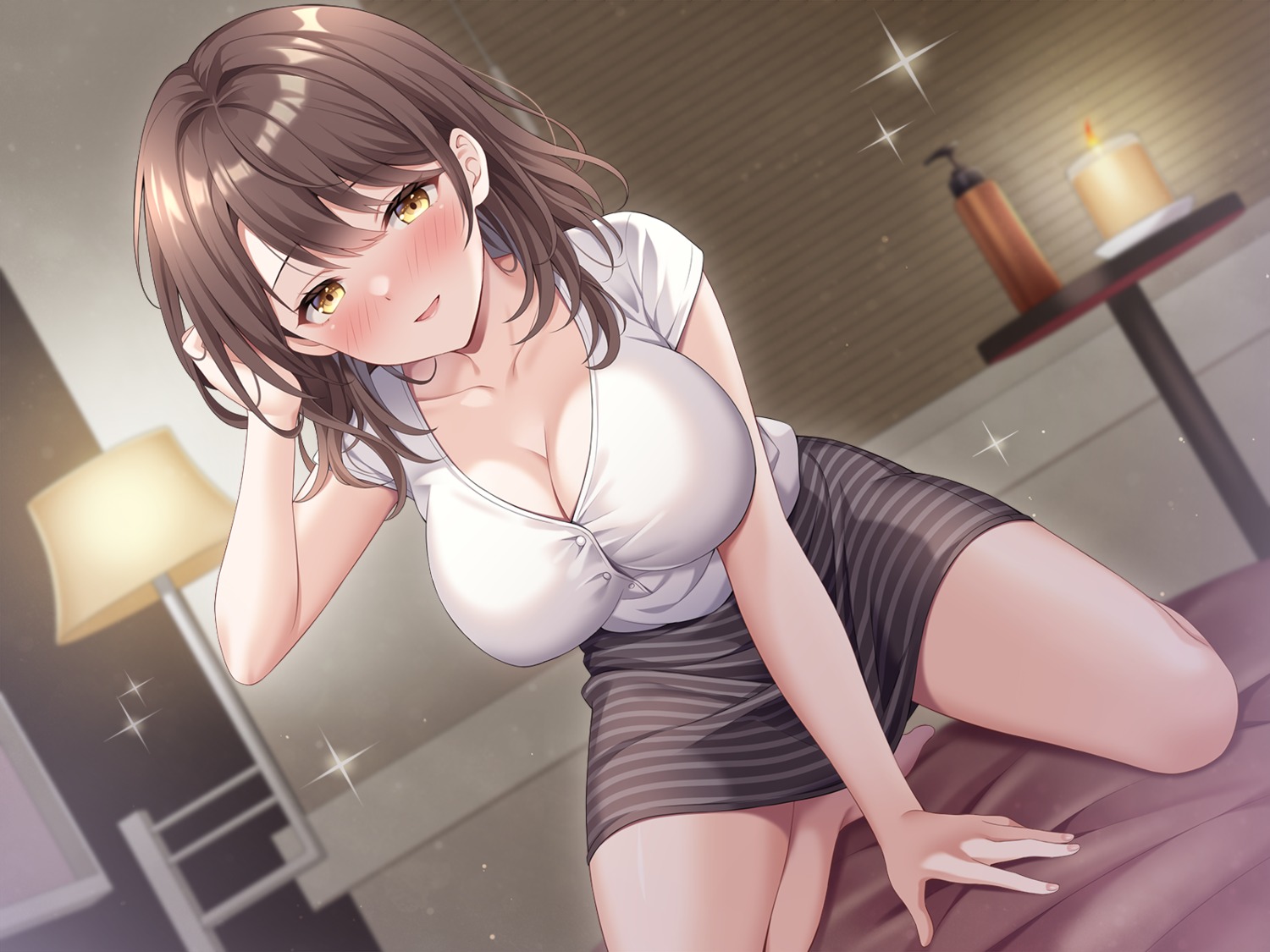cleavage, suzumia_(daydream), wallpaper