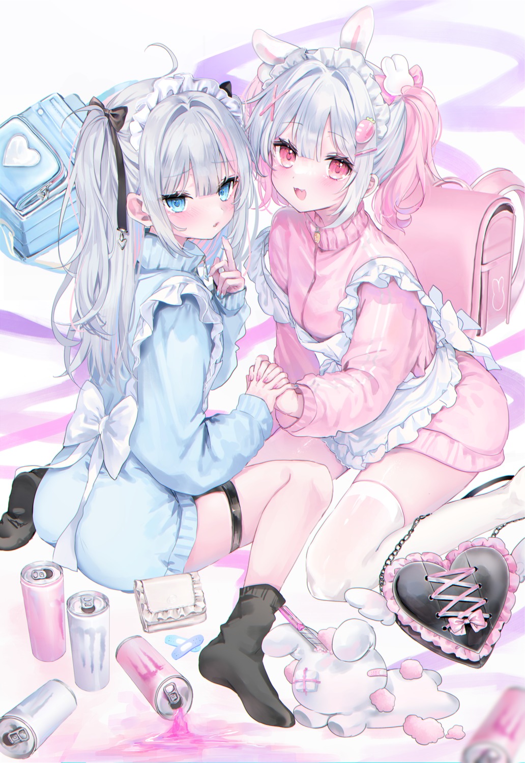 animal_ears, ass, bunny_ears, garter, kabashima_hana, maid, stockings, thighhighs