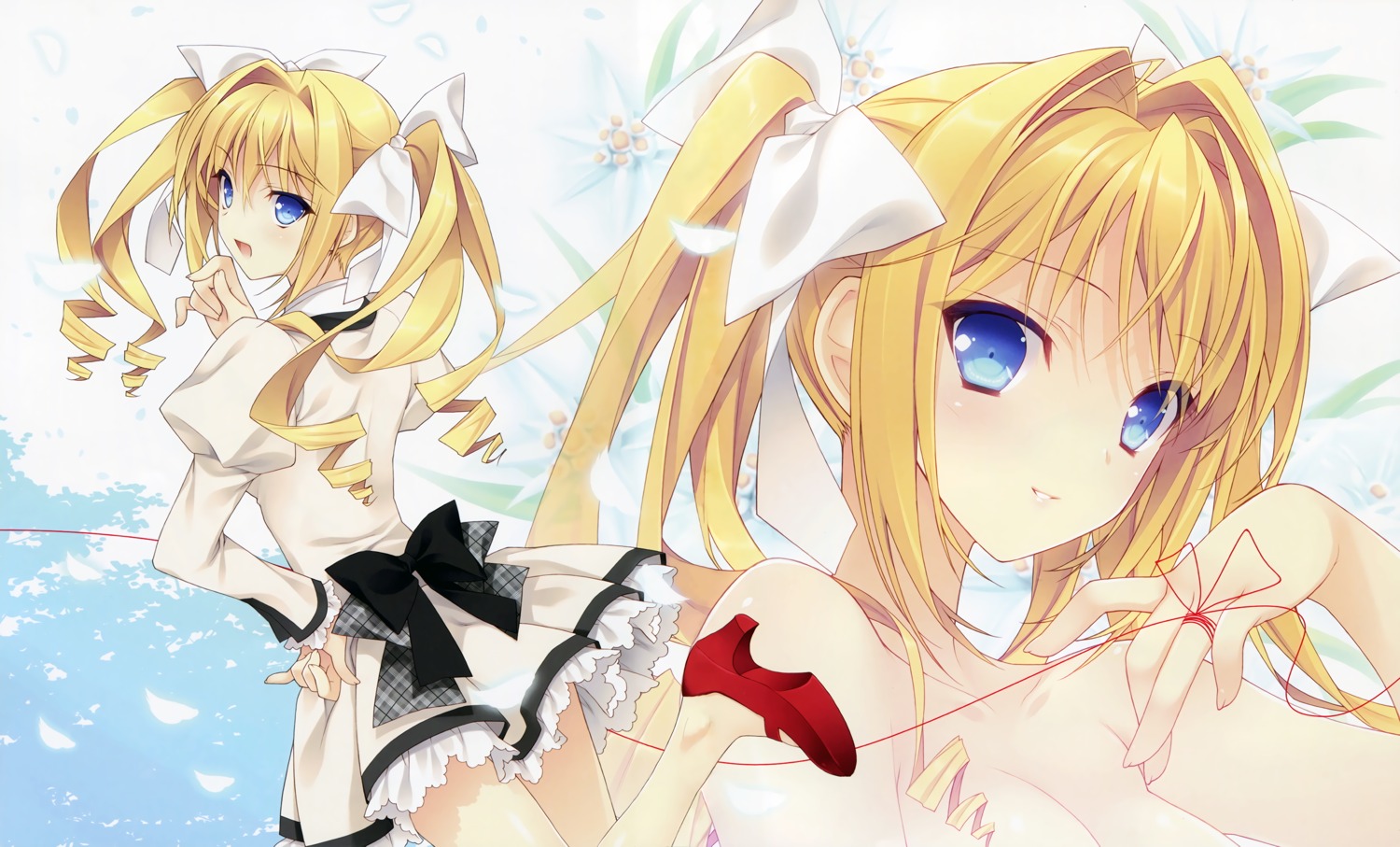 heels, navel, seifuku, suzuhira_hiro, topless, tsuki_ni_yorisou_otome_no_sahou, ursule_fleur_jeanmarie