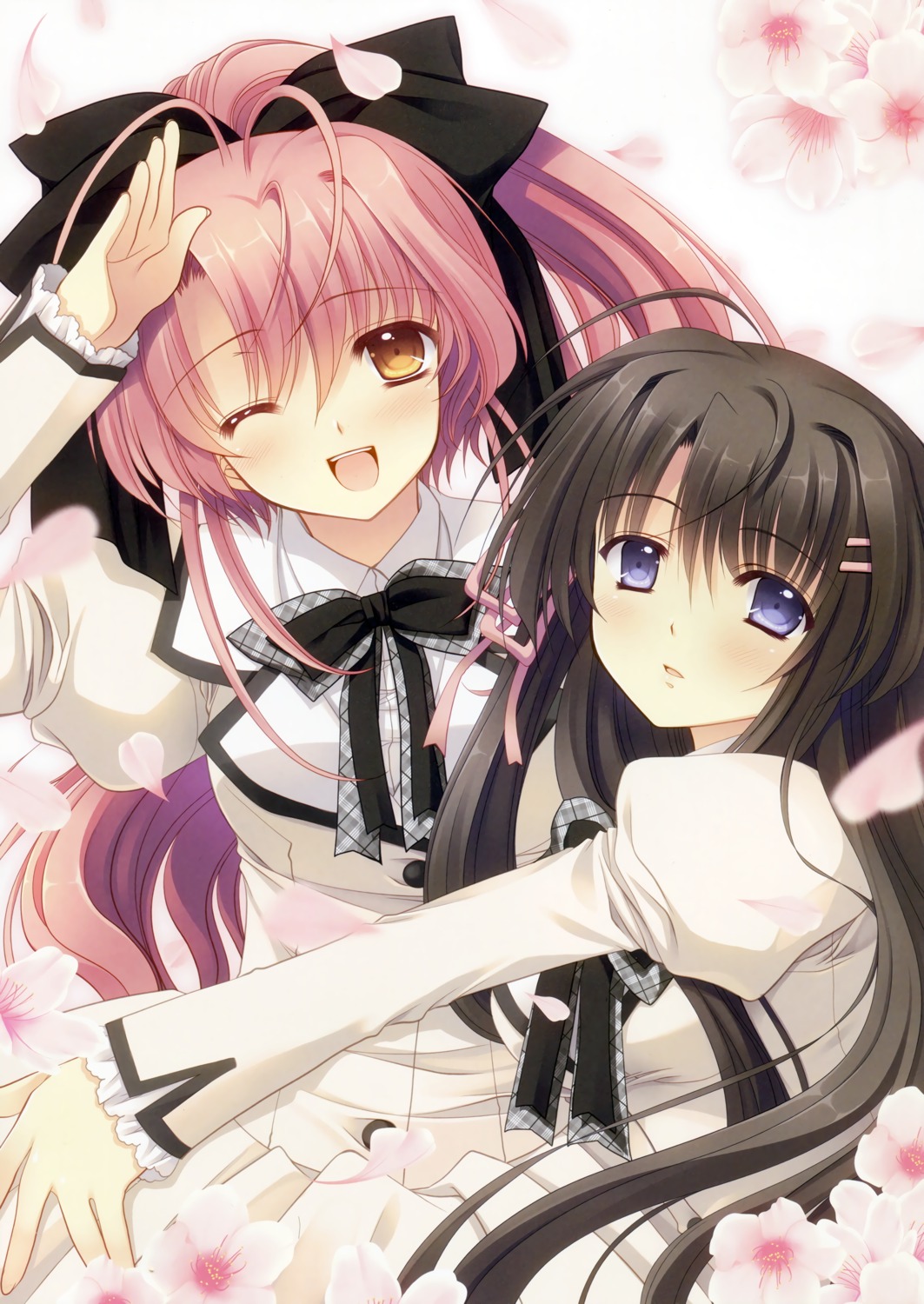 hananomiya_mizuho, navel, nishimata_aoi, seifuku, tsuki_ni_yorisou_otome_no_sahou, yanagase_minato