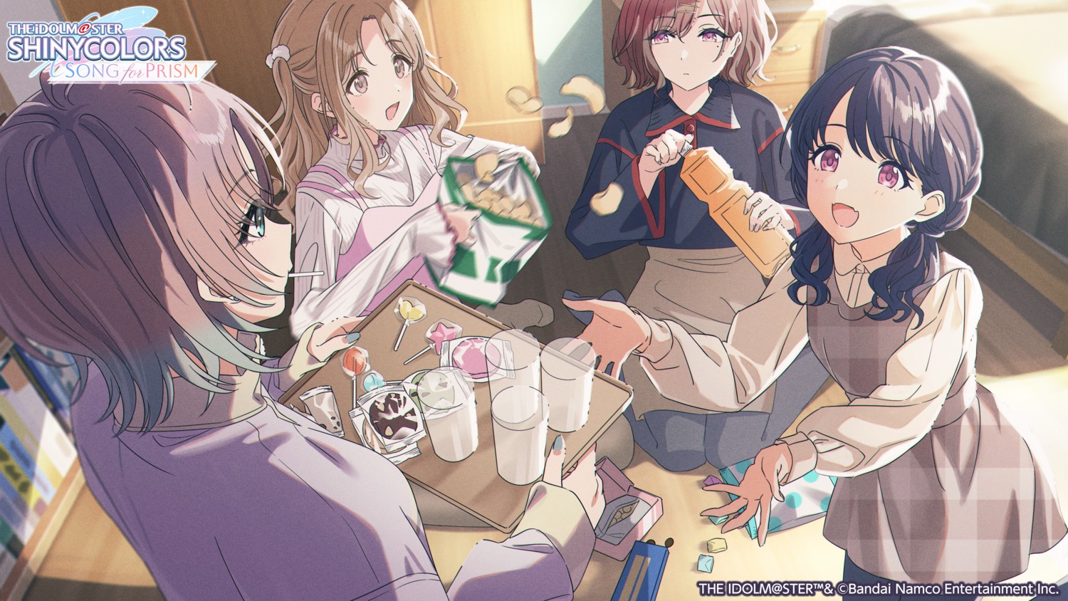 asakura_tooru, bandai_namco, dress, fukumaru_koito, higuchi_madoka, ichikawa_hinana, im@ssc_kaihatsu_team, pantyhose