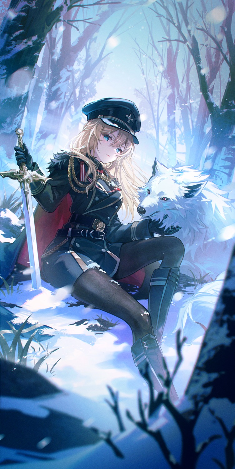 kyusoukyu, pantyhose, sword, uniform