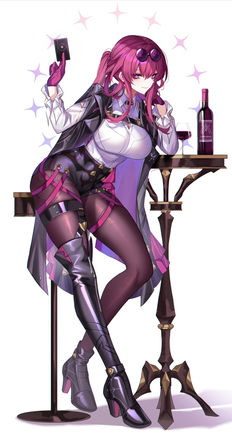 eternity_(shadeh), garter, heels, honkai:_star_rail, kafka_(honkai:_star_rail), megane, pantyhose, thighhighs