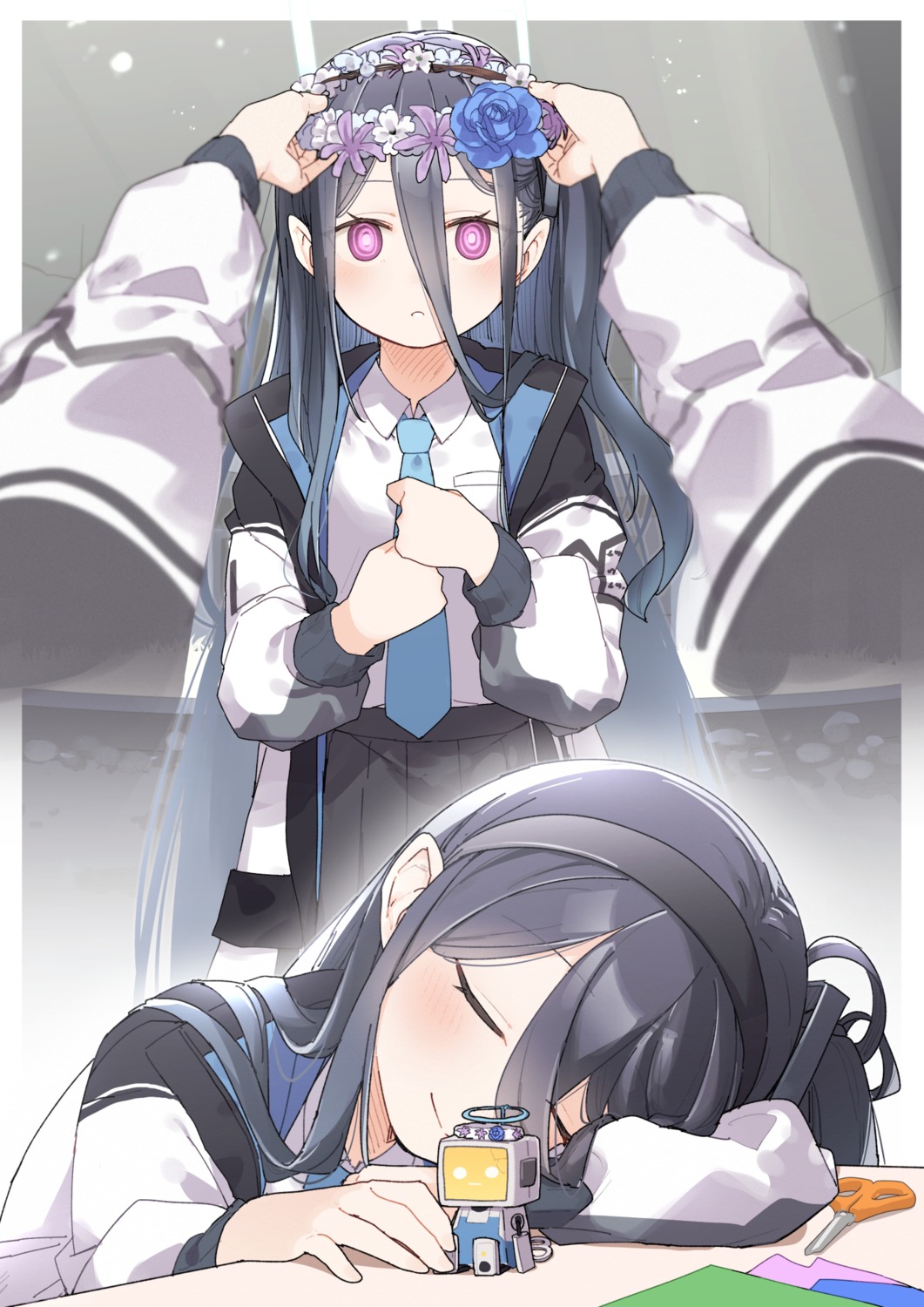 blue_archive, halo, kusaka_shi, seifuku, tendou_aris, tendou_kei