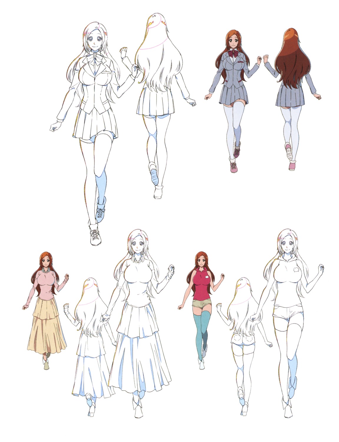 bleach_thousand_year_blood_war, character_design, inoue_orihime, kudou_masashi, line_art, seifuku, thighhighs