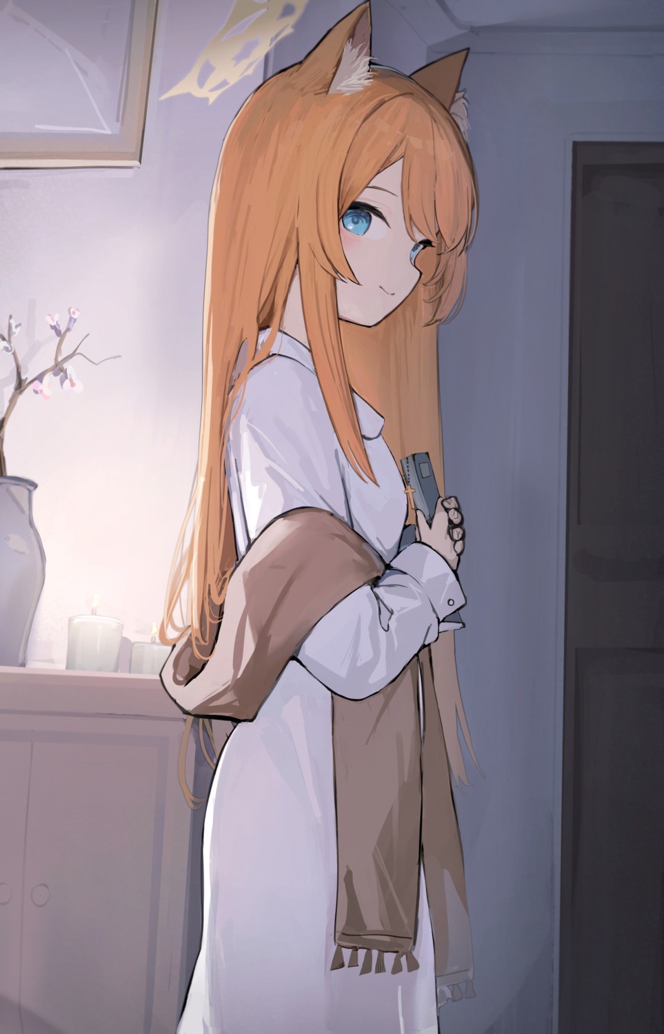 animal_ears, blue_archive, dress, halo, iochi_mari, nekomimi, somray