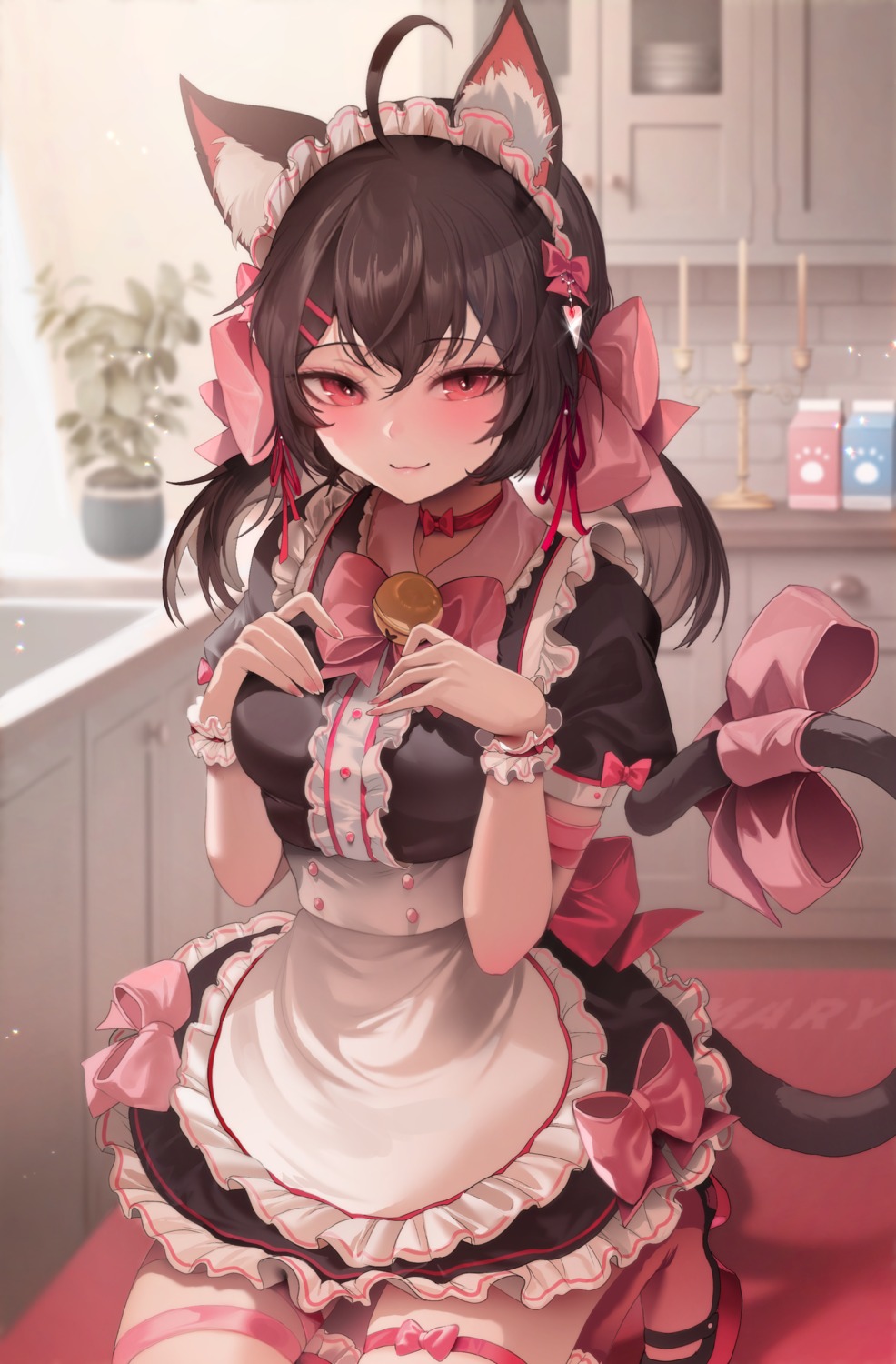 animal_ears, garter, heels, maid, nekomimi, tail, thighhighs, zerocat