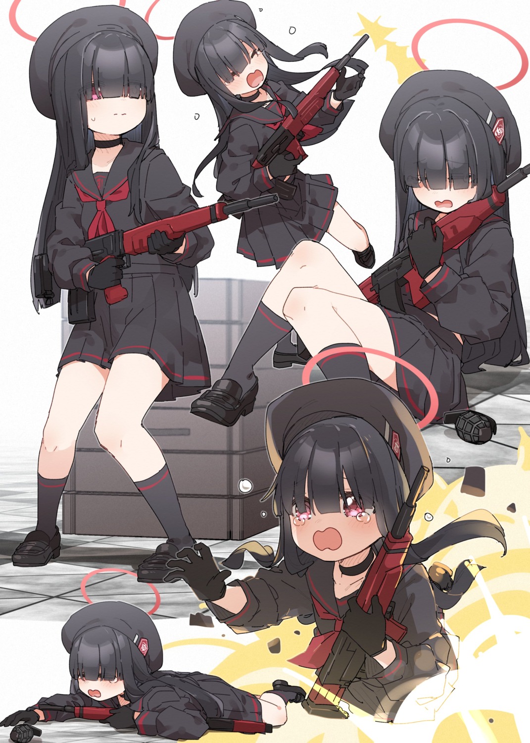blue_archive, gun, halo, justice_realization_committee_member, kusaka_shi, seifuku, weapon