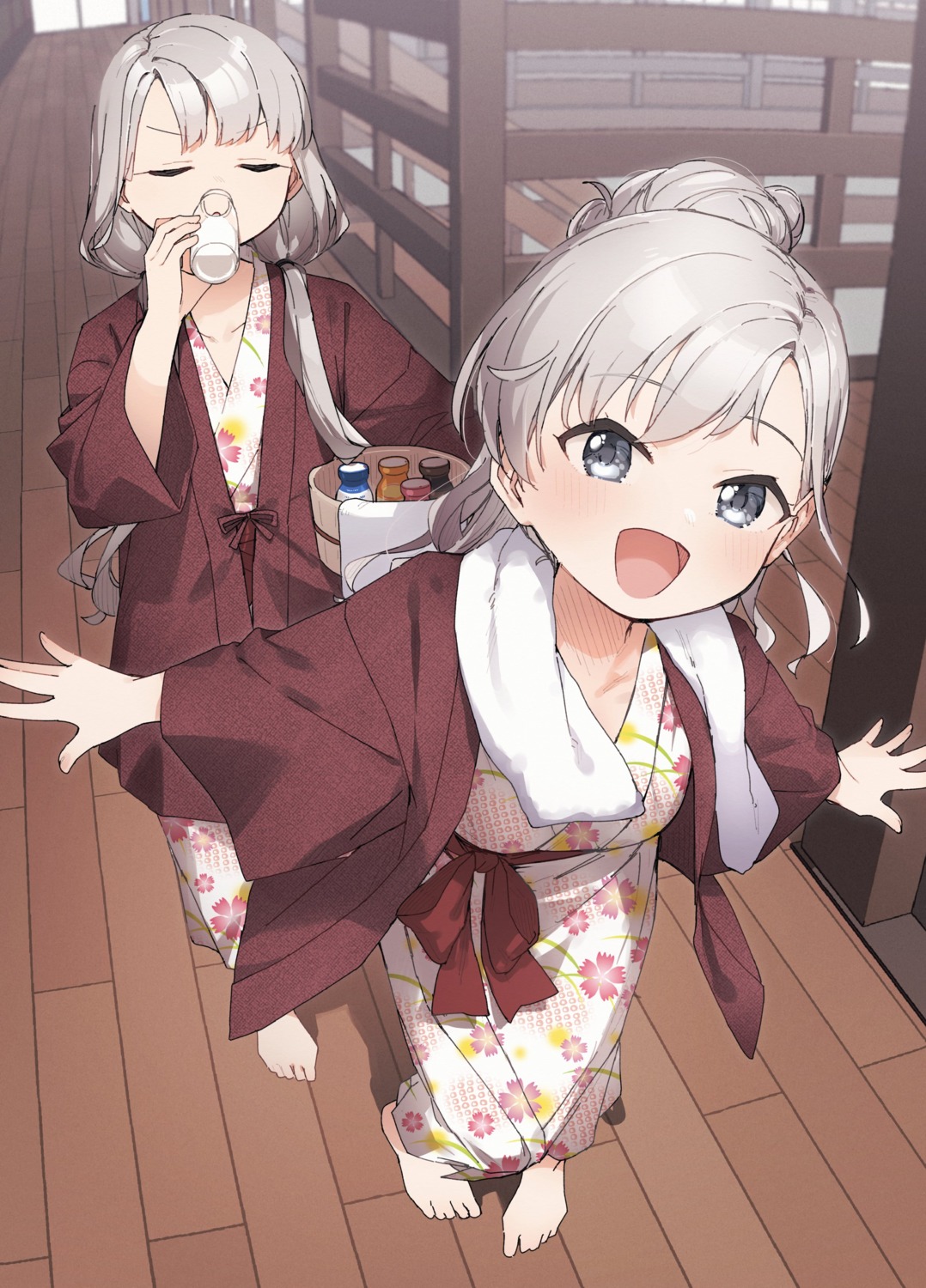 hisakawa_hayate, hisakawa_nagi, kusaka_shi, the_idolm@ster, the_idolm@ster_cinderella_girls, towel, yukata