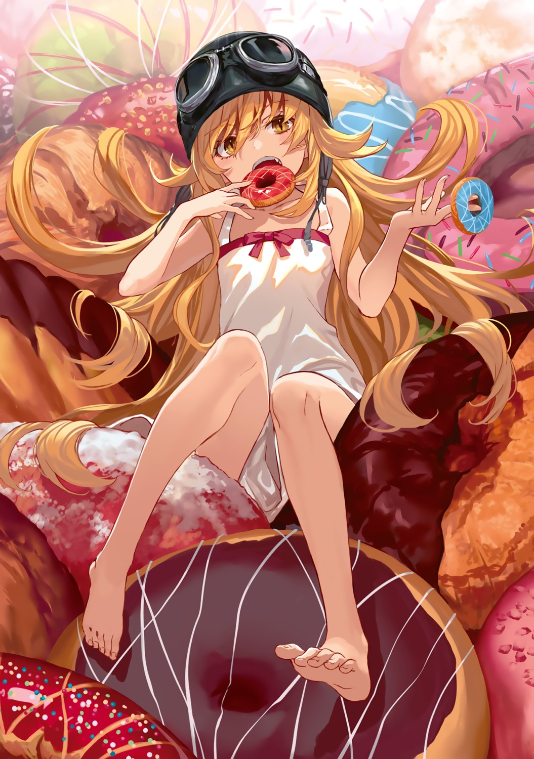 dress, feet, loli, monogatari_(series), oshino_shinobu, shirabi, summer_dress