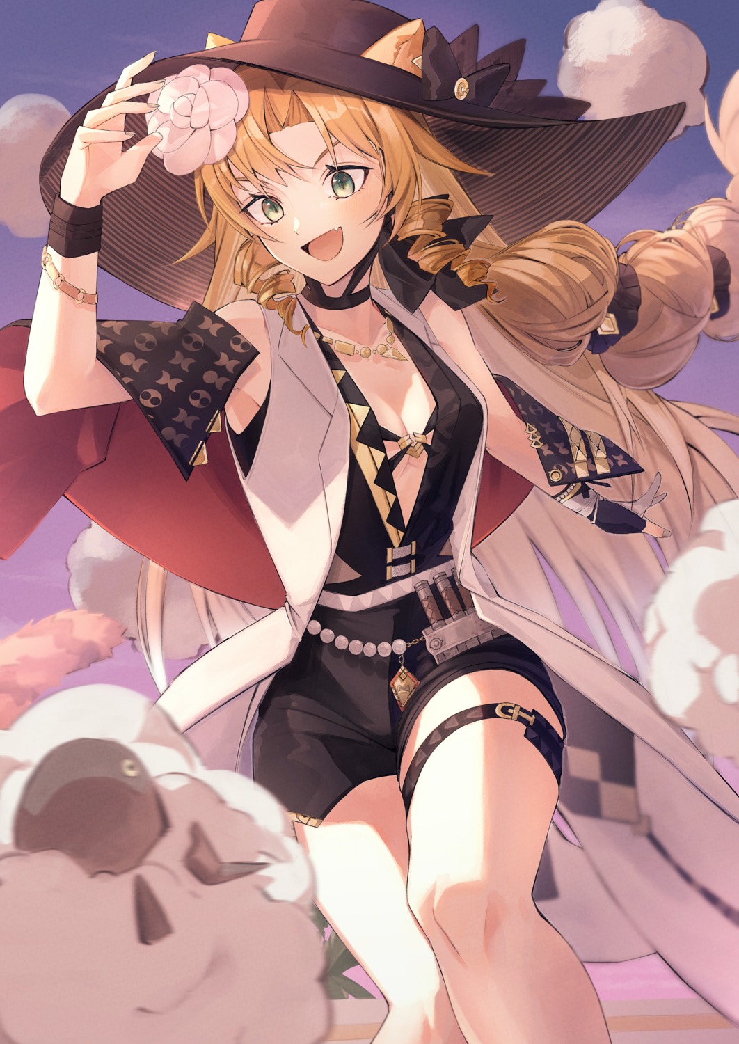 animal_ears, arknights, garter, leotard, sakana-ko, swire_(arknights), tail