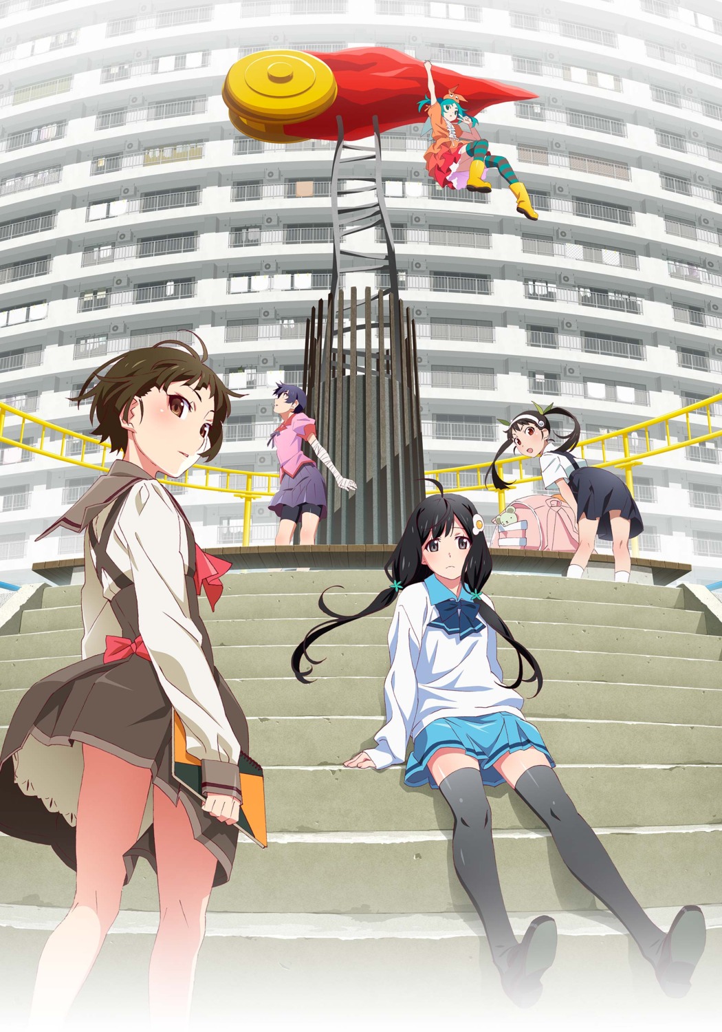 araragi_tsukihi, ass, bike_shorts, hachikuji_mayoi, kanbaru_suruga, monogatari_(series), monogatari_series_off_&_monster_season, ononoki_yotsugi
