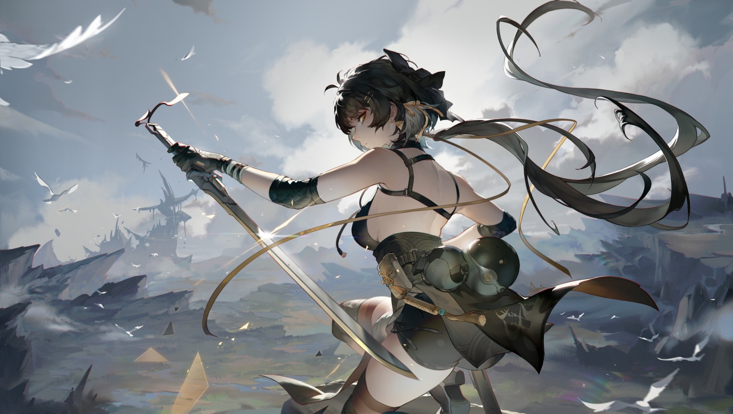 heels, rover_(female), sea_(artist), sword, thighhighs, wuthering_waves
