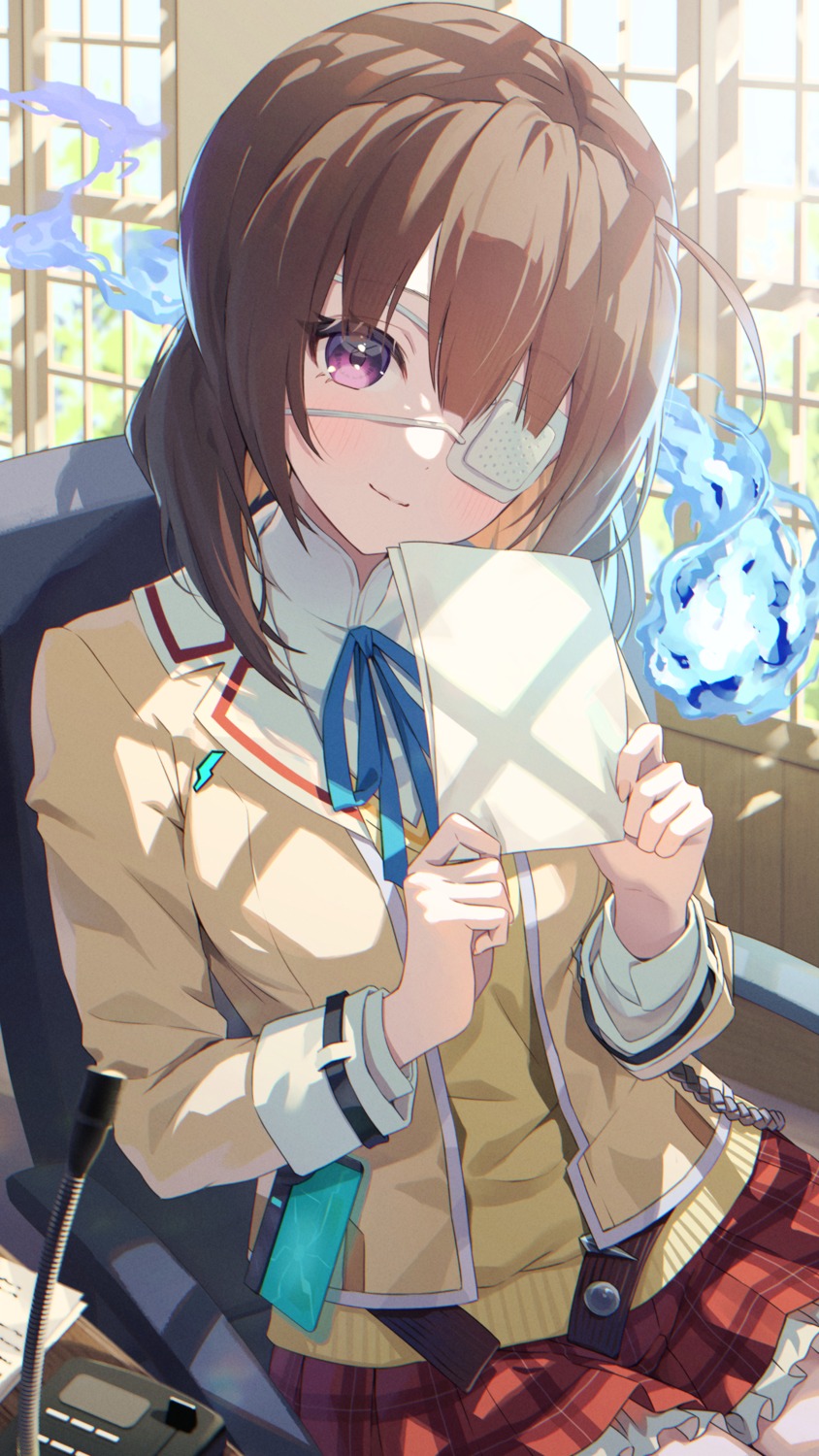eyepatch, heaven_burns_red, hiiragi_kozue, momoimon, seifuku, sweater
